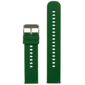 Pasek gumowy do zegarka U27 - ciemnozielony/srebrny - 18mm