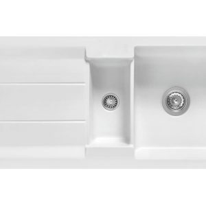 Systemceram Genea 100 Polar, Zlewozmywak ceramiczny, korek manualny