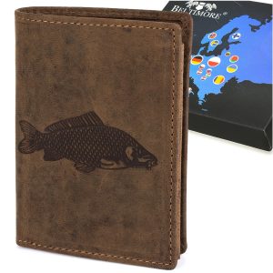 Portfel skórzany męski brązowy nubuk skóra RFiD Ryba Beltimore R91