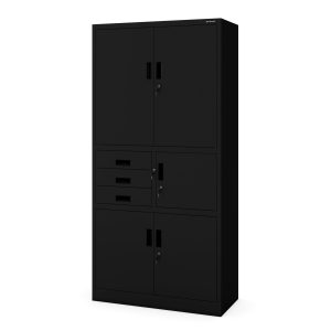Biurowa szafa metalowa z sejfem na akta i dokumenty FILIP II, 900 x 1850 x 400 mm, czarna