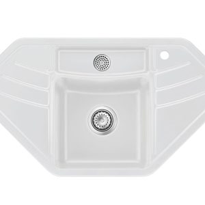 Systemceram Vega ECK Satin, Zlewozmywak ceramiczny narożny, korek manualny,
