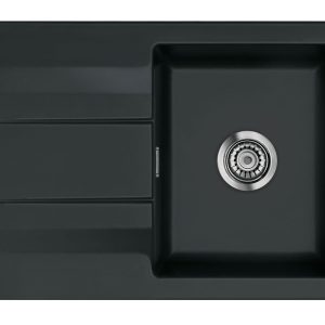Systemceram Genea 75 Nigra, zlewozmywak ceramiczny, korek manualny