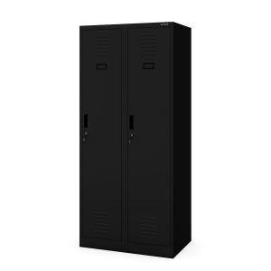 Szafka ubraniowa BHP czarna: czterokomorowa KACPER, 800 x 1800 x 500 mm