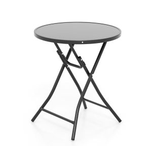 Składany stolik ogrodowy ze szklanym blatem
