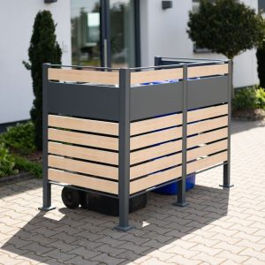 Westmann Okładzina metalowa na śmieci Planum 2x240L Wygląd drewna 160x90x120cm