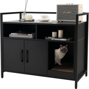 Komoda 2 w 1 domek dla kota z drapakiem czarny