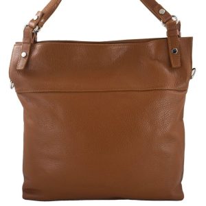 Duży skórzany worek / shopper bag - A4 - Brązowy jasny