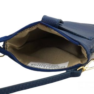 Torebka skórzana / etui na telefon - Granatowe jasne