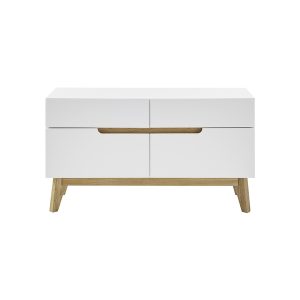 Szafka na buty z siedziskiem biała / dąb 97 cm Malmo