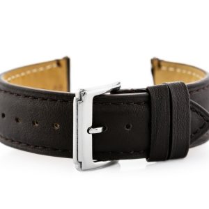 Pasek skórzany do zegarka W89 ciemny brąz - 22mm