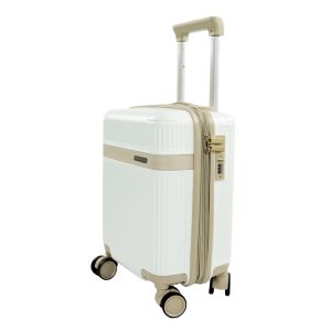 Walizka kabinowa podróżna mała Solier Nokiro 16' XS - śmietankowy