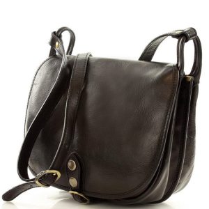 Duża włoska torebka listonoszka typu saddle bag MARCO MAZZINI - Toscania Classico czarna