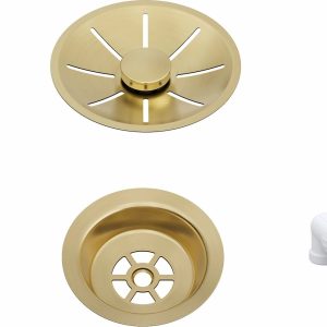 BLANCO Armatura odpływowo-przelewowa 1x3,5" z InFino i elementami stalowymi satin gold