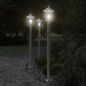 Lampa ogrodowa LED na słupku, srebrna, 120 cm, stal nierdzewna