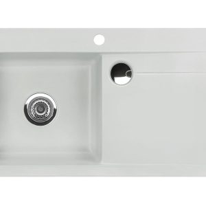 Systemceram Stema 90 Alu, zlewozmywak ceramiczny, korek manualny