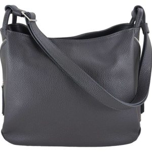 Barberini's - torebki worki skórzane Szara ciemna