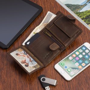 Portfel męski skórzany pionowy brązowy mały Beltimore RFiD L52