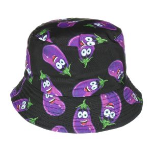 Kapelusz dwustronny bucket hat czapka czarny bakłażan kap-m-33
