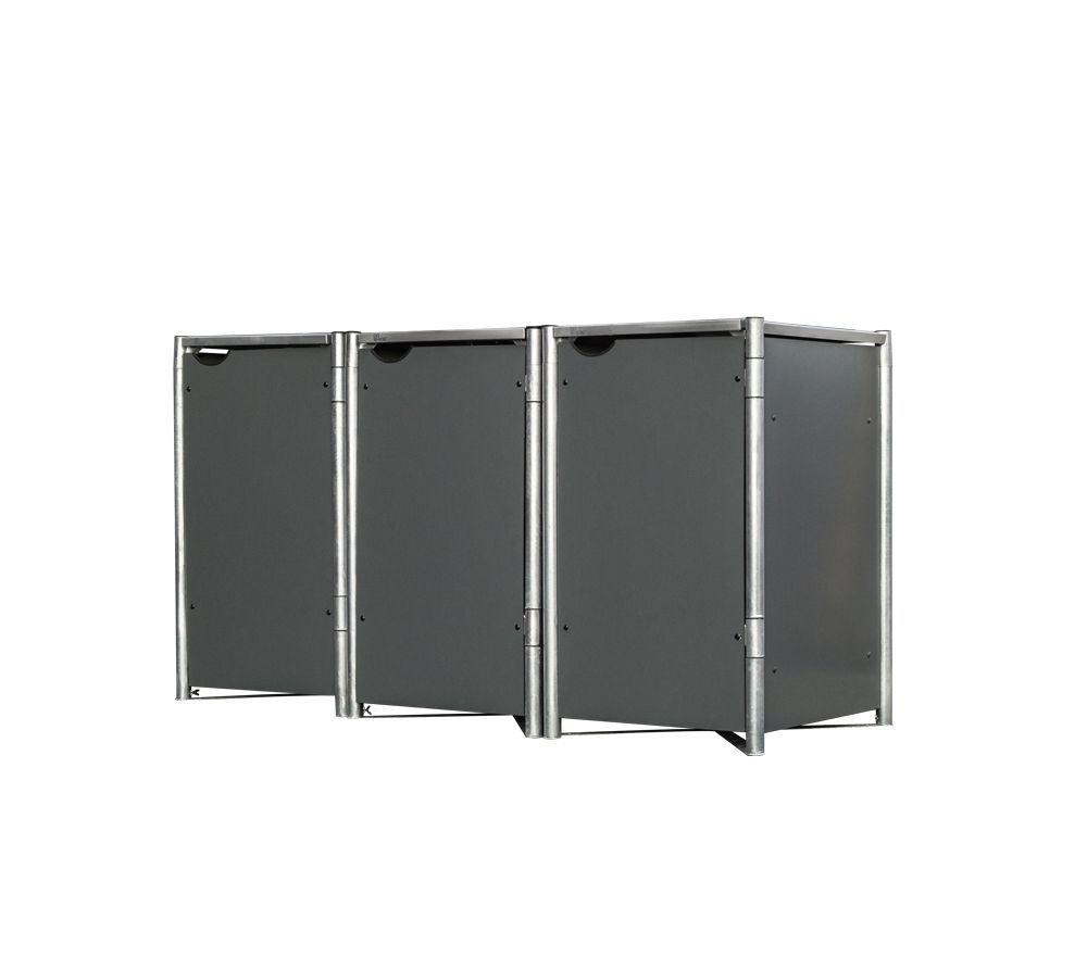 Hide Drewniana skrzynia na śmieci na 4 kosze na śmieci 240 litrów Szary 81x279x115cm