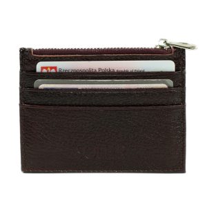 Skórzany portfel na karty z zamkiem etui slim Solier SW42 RED