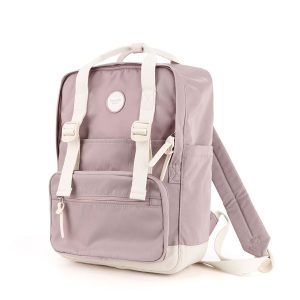 Duży, miejski plecak damski w lawendowym kolorze zawieszony na regulowanych szelkach - Himawari