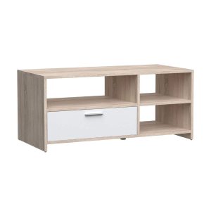 Nowoczesna szafka RTV komoda z półkami i szufladą 110 x 52,5 x 49 cm