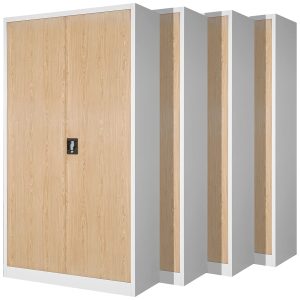 Zestaw 4x biurowa szafa metalowa na akta JAN, 900 x 1850 x 400 mm, Eco Design: biała/ dąb sonoma