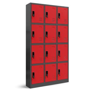 Szafka skrytkowa socjalna BHP MARCIN, 900 x 1850 x 400 mm, antracytowo-czerwona