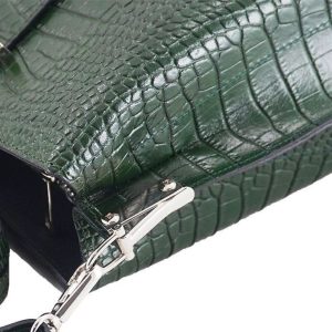Torebka skórzana na ramię - CROCO - Zielony Ciemny