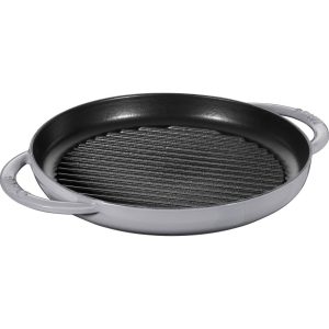 STAUB Okrągła patelnia żeliwna grillowa z dwoma uchwytami 26 cm, grafitowy