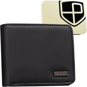 Mały portfel męski w czarnym kolorze wykonany ze skóry ekologicznej - Peterson