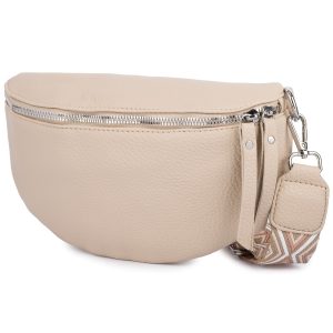 Beżowa Damska Eko skóra Saszetka Nerka na pasek pojemna elegancka ner-s-25