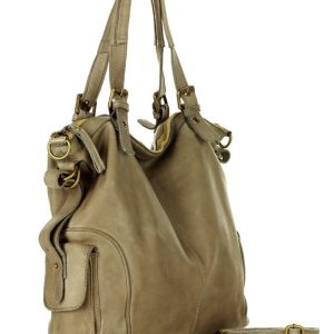 MARCO MAZZINI Miejska torba skórzana z regulowaną rączką old leather handmade beż cappucino