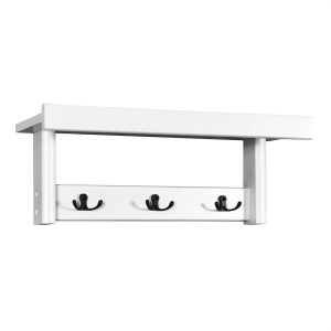 Ścienny wieszak na płaszcze z 3 podwójnymi haczykami i półką