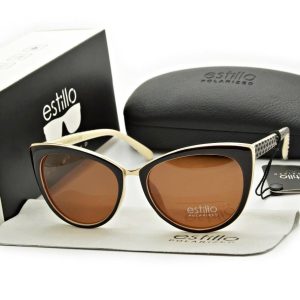 Damskie okulary przeciwsłoneczne polaryzacyjne brązowo-kremowe EST-02A