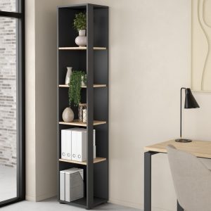 Regał Sign 41 x 34 x 205 cm, 4 półki, szary mat, półki jackson hickory