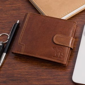 Portfel skórzany męski poziomy klasyczny brązowy RFiD Beltimore D39