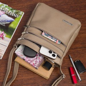 Skórzana Damska Torba listonoszka elegancka beżowa Beltimore L43