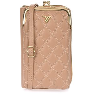 Torebka damska na telefon mini listonoszka portfel na ramię bigiel beżowa ekoskóra POR-T-17