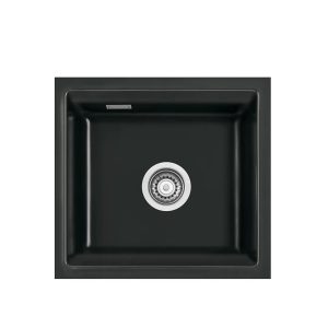 Systemceram Kara 42 U Nero, zlewozmywak ceramiczny, korek manualny
