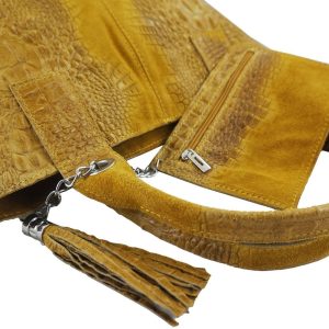 Modny worek skórzany CROCO Barberinis Żółty ciemny