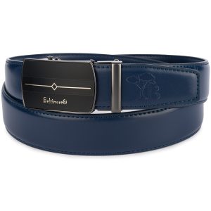 Pasek męski skórzany klamra automatyczna granatowy Beltimore A43 : Kolory - granatowy, Rozmiar pasków - r.100-115 cm