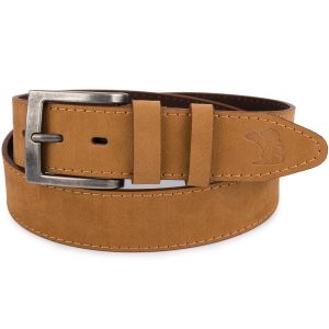 Pasek męski skórzany zamszowy skóra naturalna camel Beltimore W47 : Kolory - brązowy, beżowy, Rozmiar pasków - r.85-100 cm