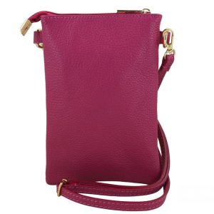 Torebka skórzana / etui na telefon - Fuksja