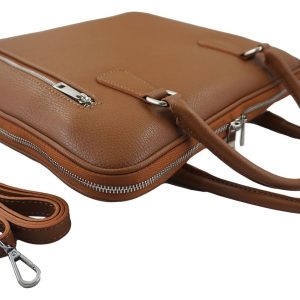 Skórzana torba na laptopa Casual - Brązowa jasna