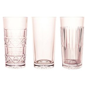 Crystal Julia Szklanki kryształowe wysokie różowe Veranda 3 szt.