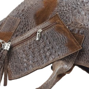 Modny worek skórzany CROCO Barberinis - Brązowy