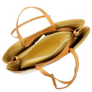 Duża stylowa damska shopperbag z lnem na ramię