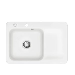 Systemceram Juna 75 Polar, zlewozmywak ceramiczny, korek manualny