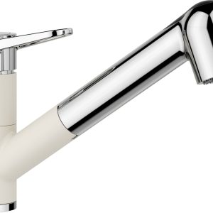 Bateria WEGA-S II Silgranit-Look delikatny biały/chrom z wyciąganą wylewką